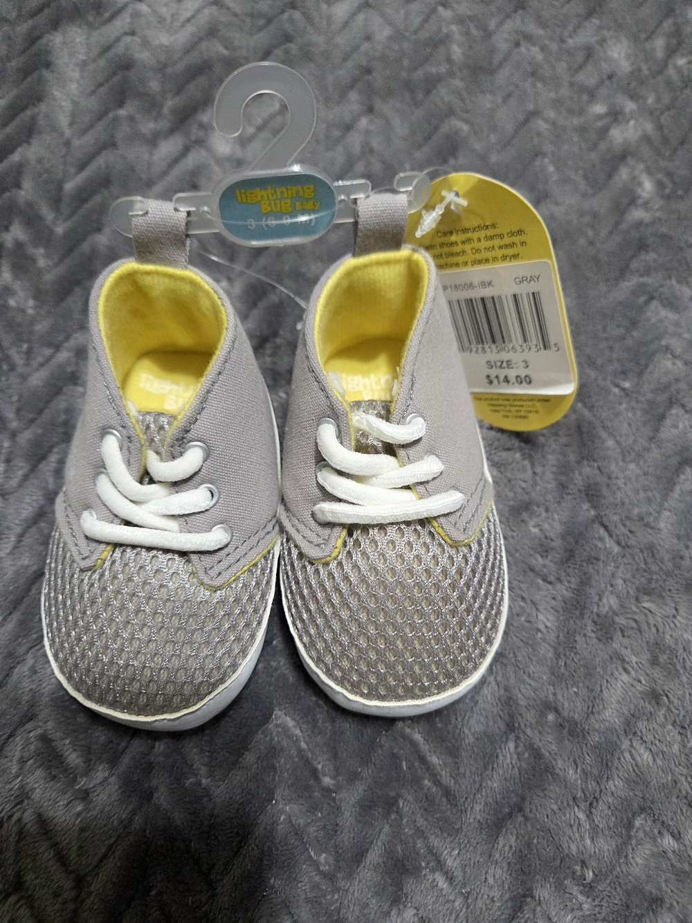 Lightning Bug Baby Gray & Yellow Mesh Walker Shoes